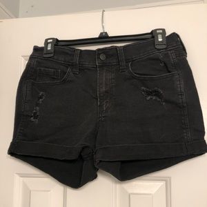 black denim boyfriend shorts